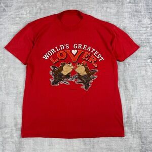 Vintage Looney tunes Shirt Mens Large Red 80s Tasmanian Devil Love Single Stitch
